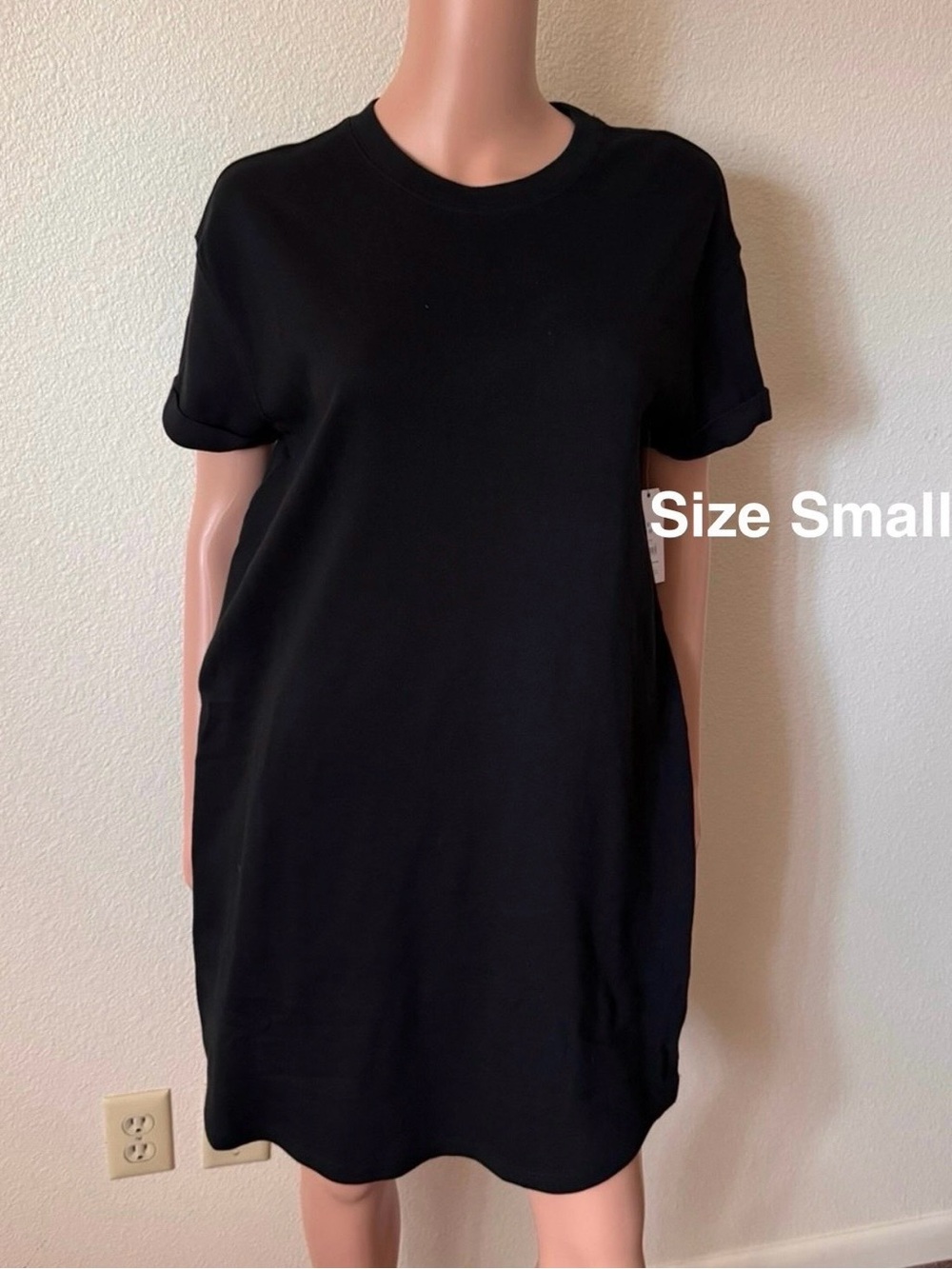 Time and Tru Women's Cotton T-Shirt Dress with Short Sleeves, Small